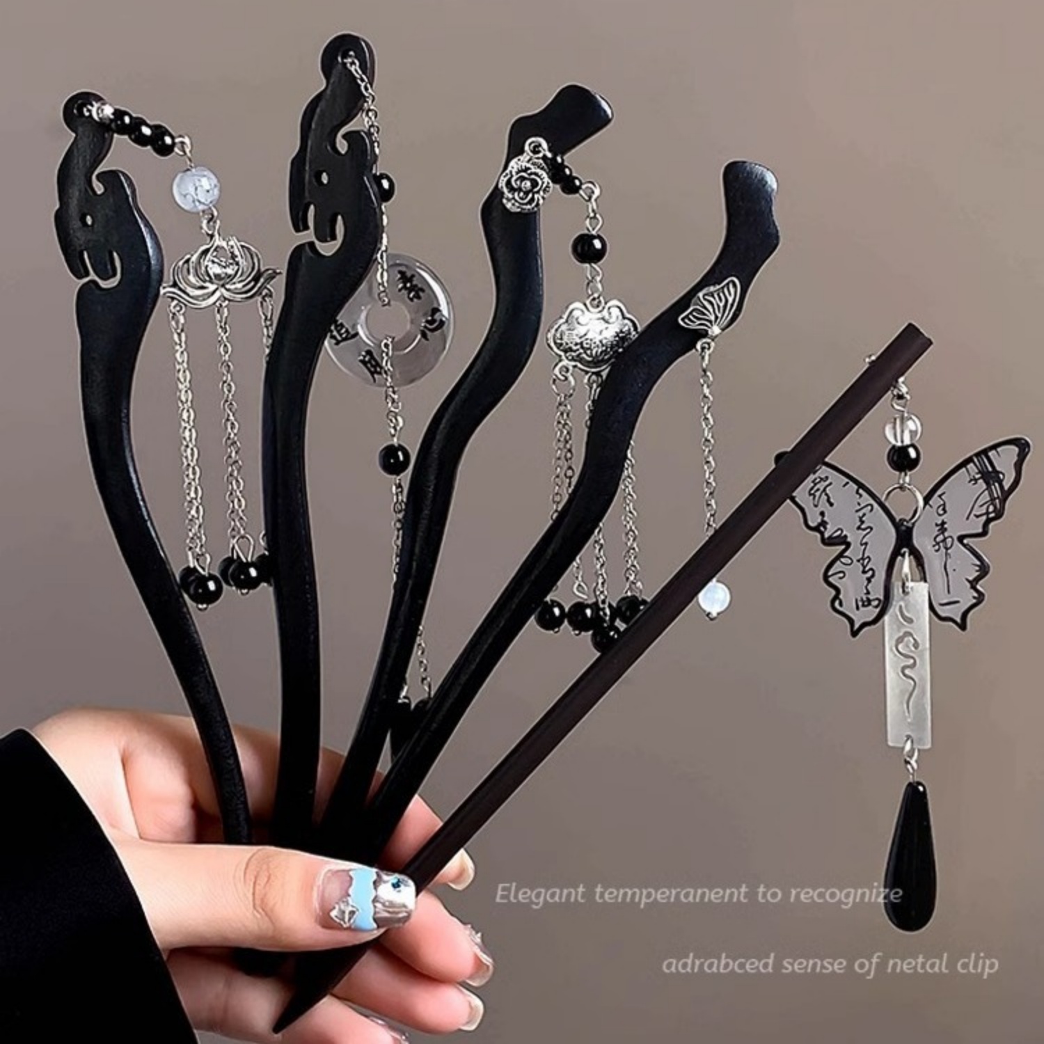 Women Accessories Shop - Light Luxury Wooden Tassel Hairpin For
