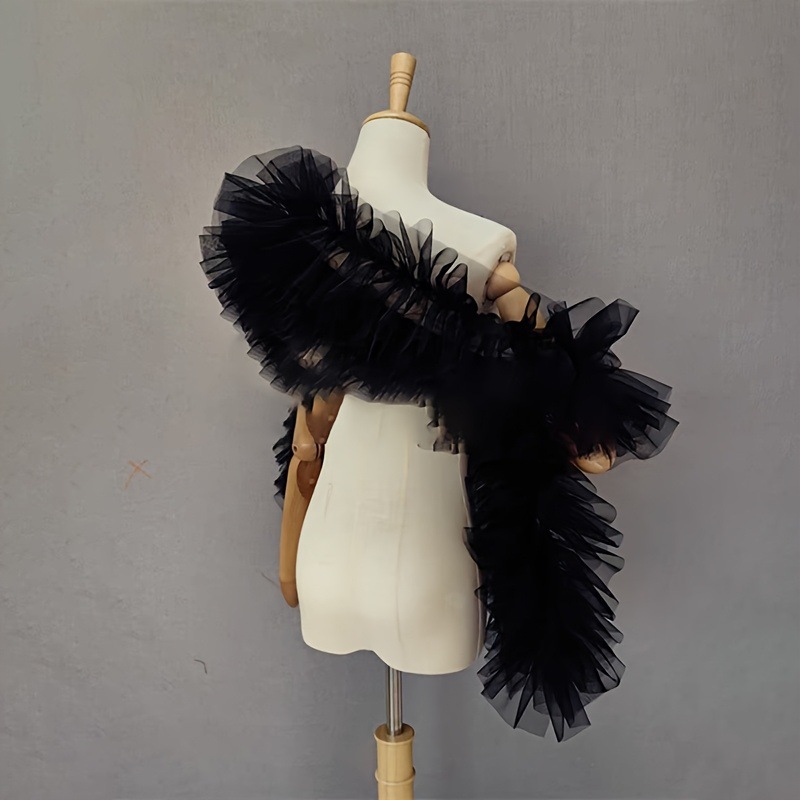 Women Accessories Photos - Black fluffy gauze shawl bride wedding