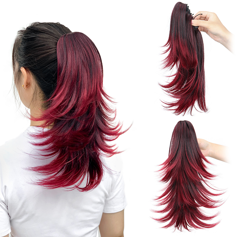 Hair Claw Clip Set - 14Inch Synthetic Short Curly Layered Ponytail