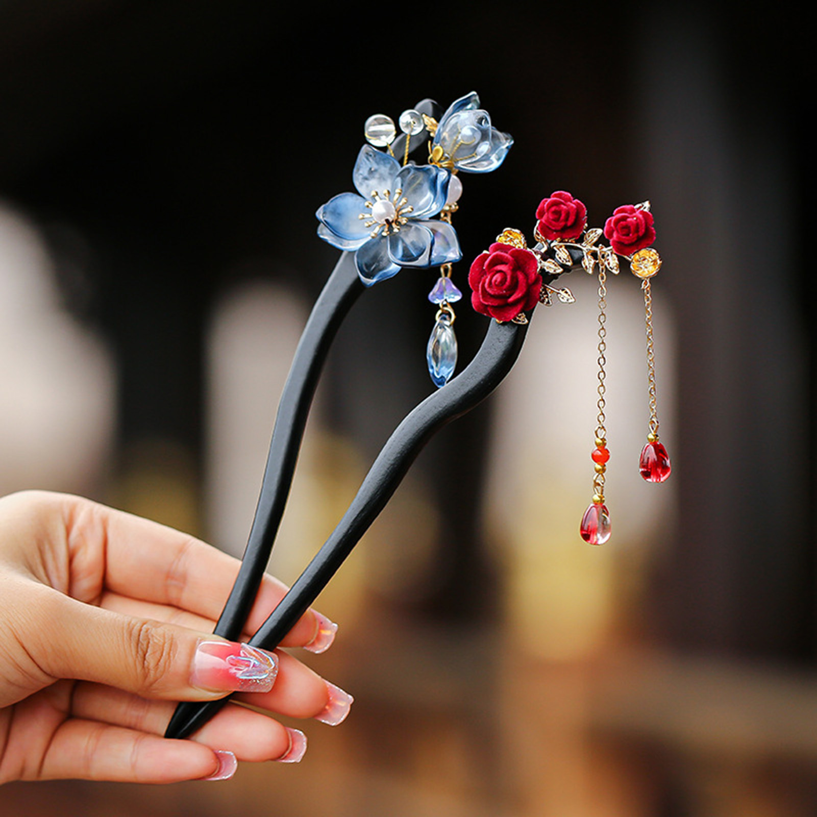 Women Accessories Shop - Chinese Style Flower Tassel Hairpin Vintage