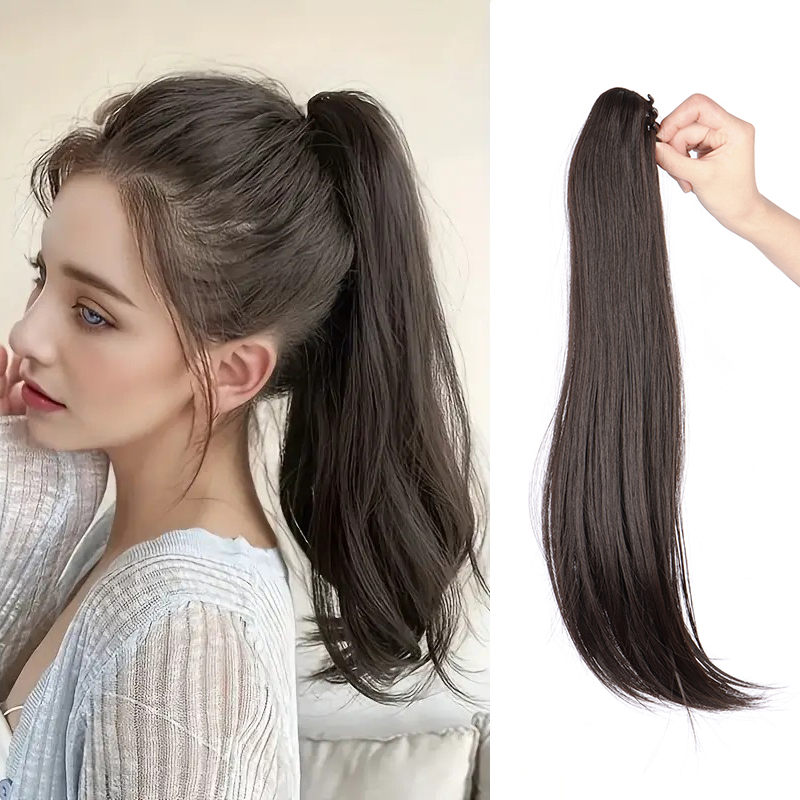 Hair Claw Clip Set - Elegant Synthetic Ponytail Women's Long Straight