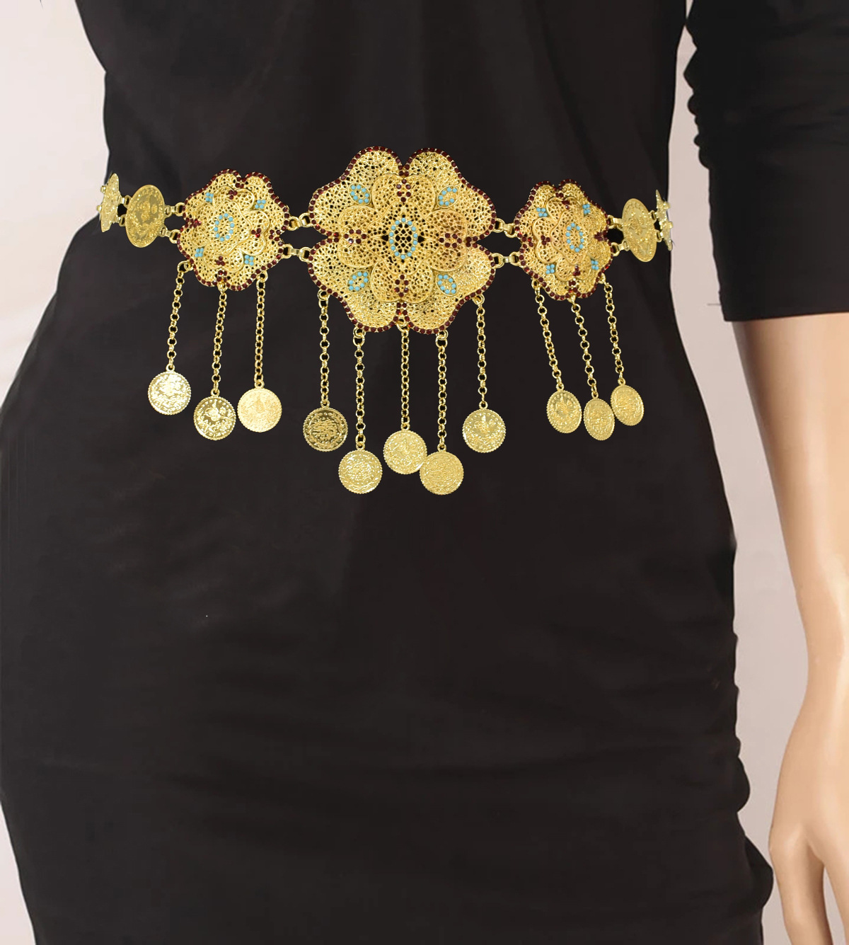 Women Accessories India - Hollow Out Flower Coins Chain Pendant