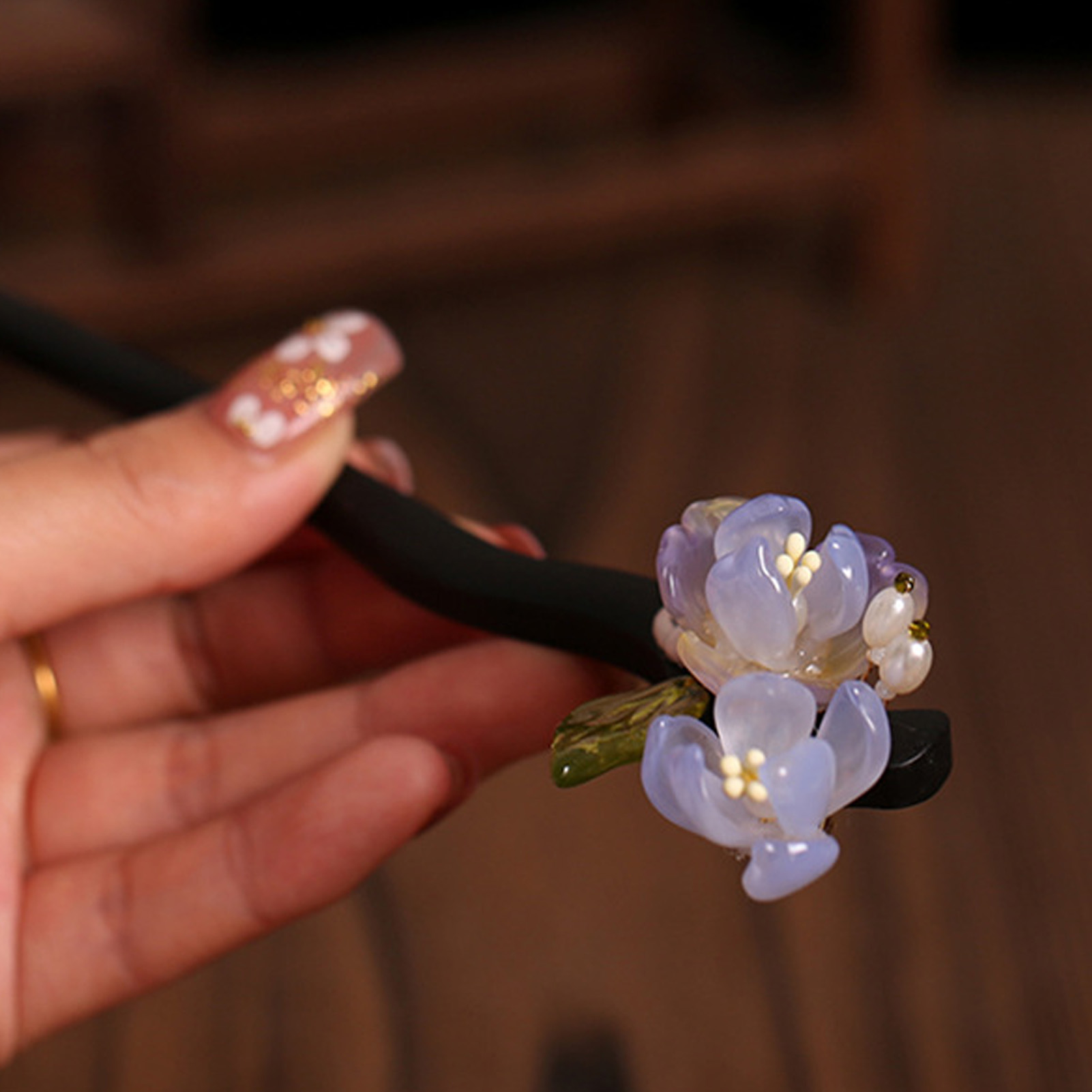 Women Accessories Shop - Vintage Wooden Flower Hairpin For Women