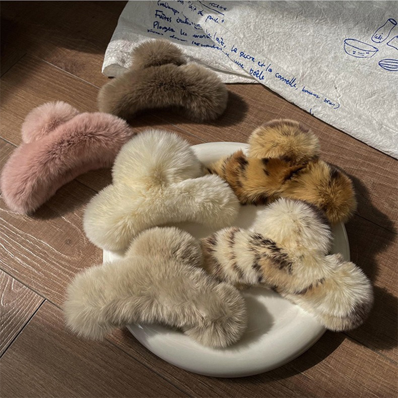Winter Faux Fur Hair Claw Rabb - đánh giá và giá Hair Claw Clip Set