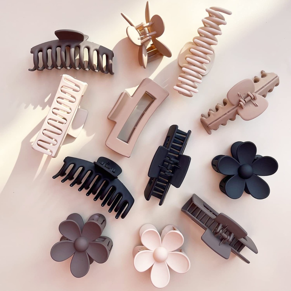 12Pcs Neutral Tone Plastic Hai - đánh giá và giá Hair Claw Clip Set
