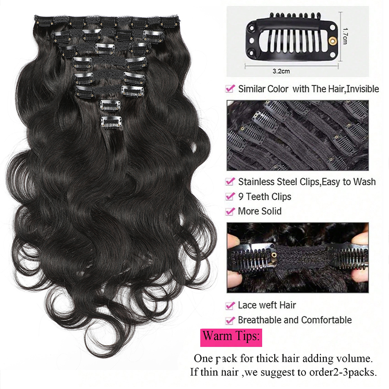 Body Wave Real Human Hair Clip - đánh giá và giá Women Accessories India
