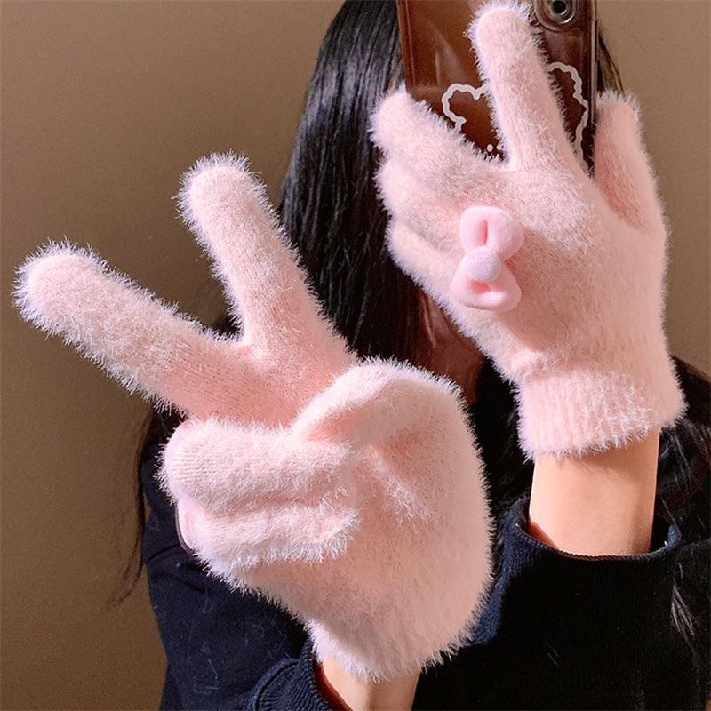 Cute Sweet Bow Plush Gloves Fo - đánh giá và giá Women'S Accessories Gift Ideas